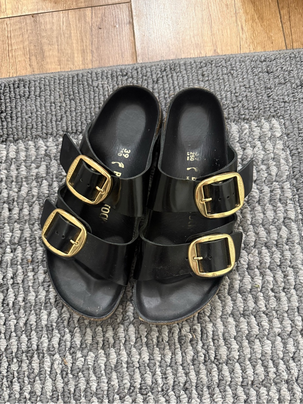 Birkenstock Big Buckle Slide Sandals with Gold